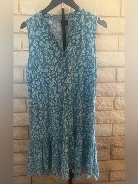 Absolutely Famous Teal Floral Sleeveless Button Front Dress